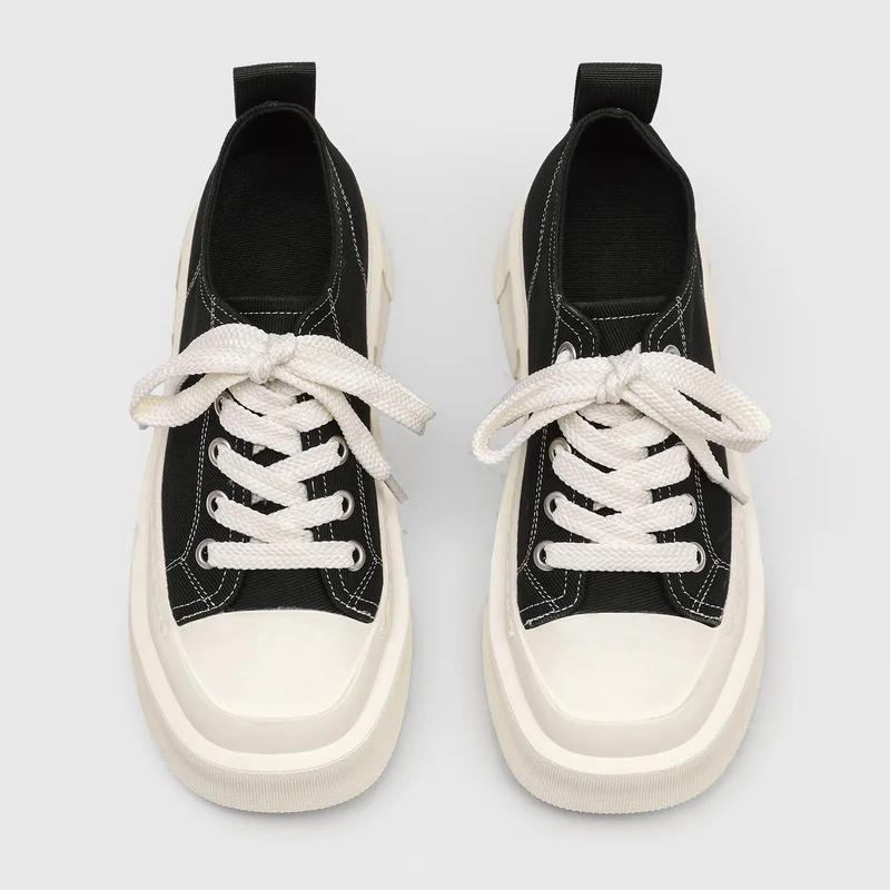 High Quality Men Thick Soled Canvas Board Shoes Dry Breathable with Exquisite Stitching Anti Slip Suitable for Daily Commuting