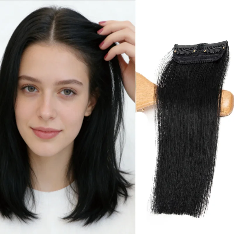 

Натуральные накладные пряди из человеческих волос 10-30 см с двумя зажимами, качество Remy, мягкая текстура, для женщин, для придания объема коротким волосам сбоку