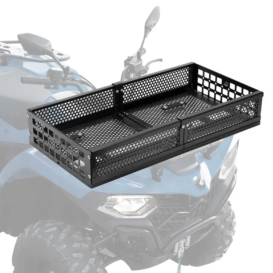 

ATV Front Cargo Basket, ATV Front Rack Basket with Steel Mesh Surface, ATV Luggage Carrier Compatible with Grizzly Fourtrax Kawa