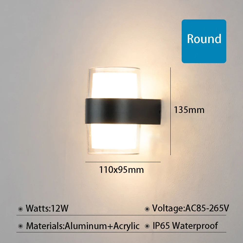 LED Wall Lamp AC85-265V 6W/12W IP65 Waterproof Modern Minimalism Style Indoor/Outdoor Lamp With 3 Years Warranties