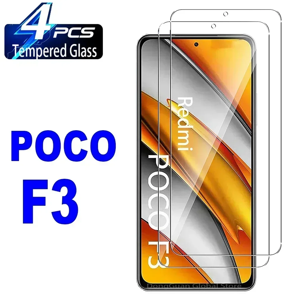 2/4Pcs Tempered Glass For Xiaomi POCO F3 Screen Protector Glass Film