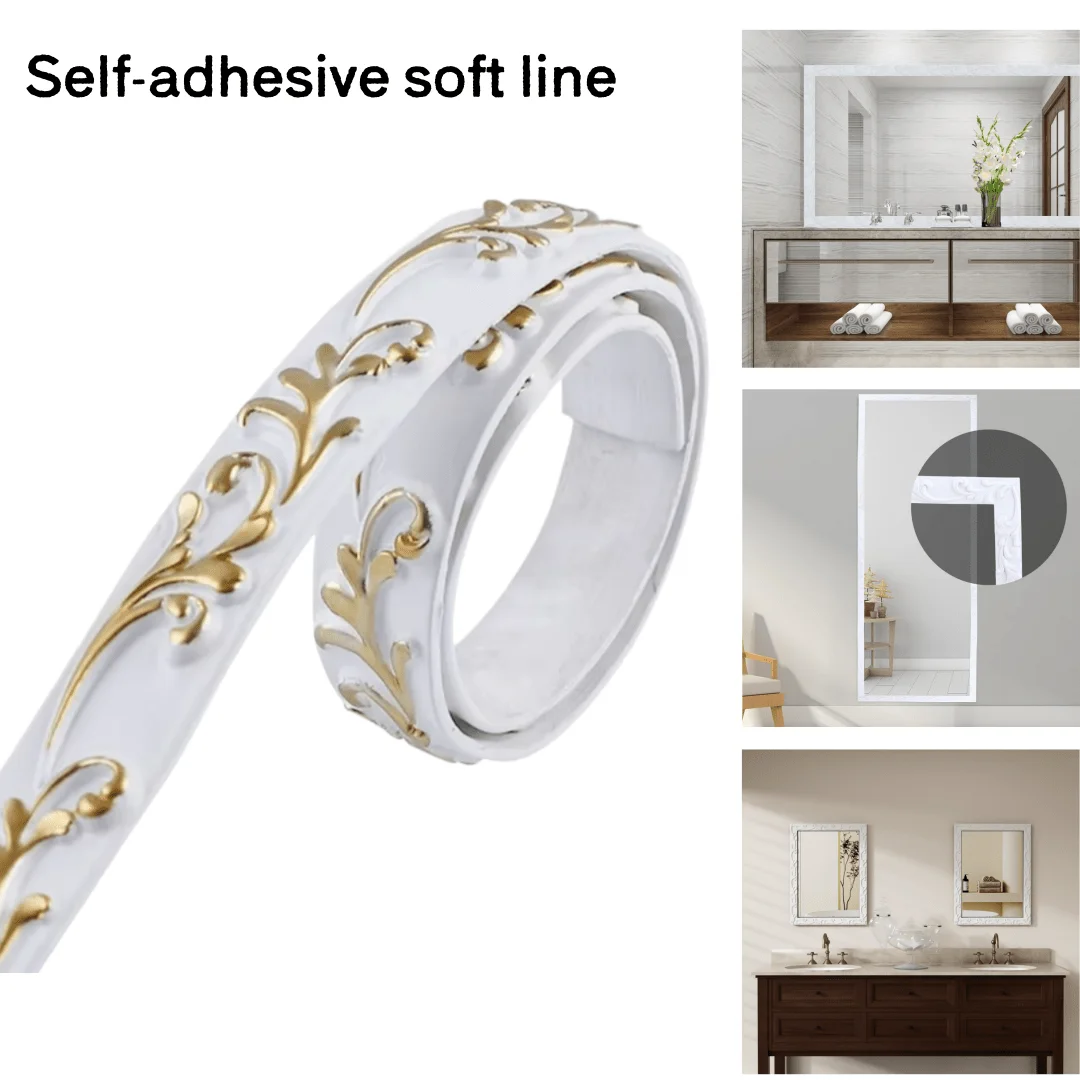 1PC 3/1m Molding Trim Wall Trim, Self-Adhesive Flexible DIY Peel and Stick Crown Molding Ceiling Molding Suitable for Mirror Edg