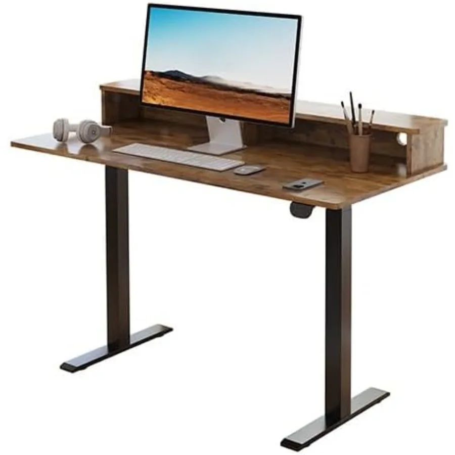 2-Tier Height Adjustable 45 Electric Standing Desk for Home Office Use - Upgraded Ultra Durable Large Rectangular Computer Tabl