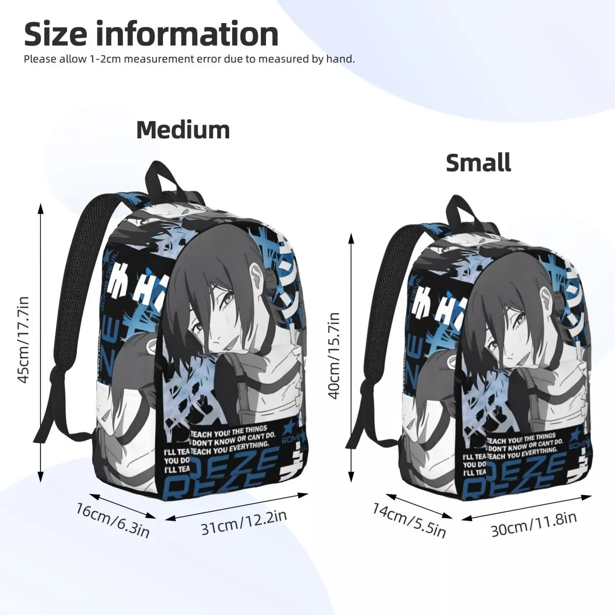 حقيبة ظهر Chainsaw Man Reze للأولاد والبنات والأطفال والطلاب حقيبة كتب مدرسية لفيلم الرسوم المتحركة Daypack حقيبة رياض الأطفال الابتدائية للسفر