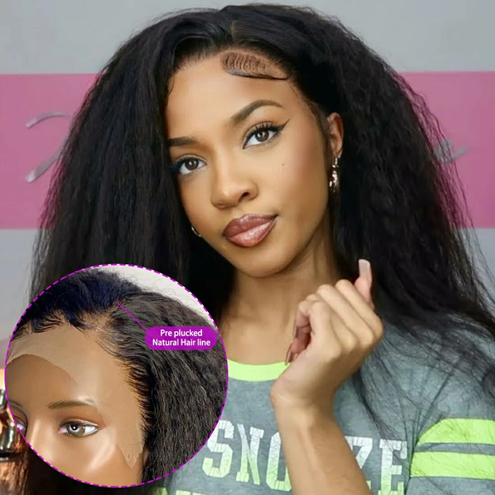 

Kinky Straight Lace Front Wigs 13x4 Yaki Straight Human Hair Wig 4x4 Hd Lace Human Hair Glueless Wig Pre Plucked Lace Front Wig