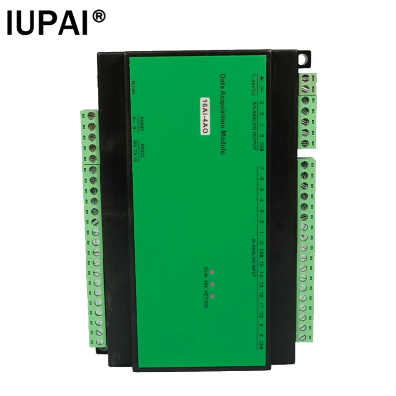 16AI-4AO Aquisição de Entrada Analógica de 16 canais Saída Analógica 4 Canais RS485 MODBUS RTU Automação Industrial IO Module RS232