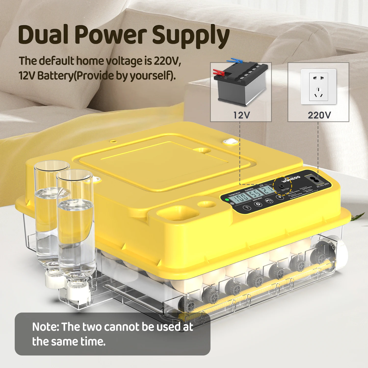 

Fully Automatic Dual Power Supply 30 Mini Egg Incubator With Candler