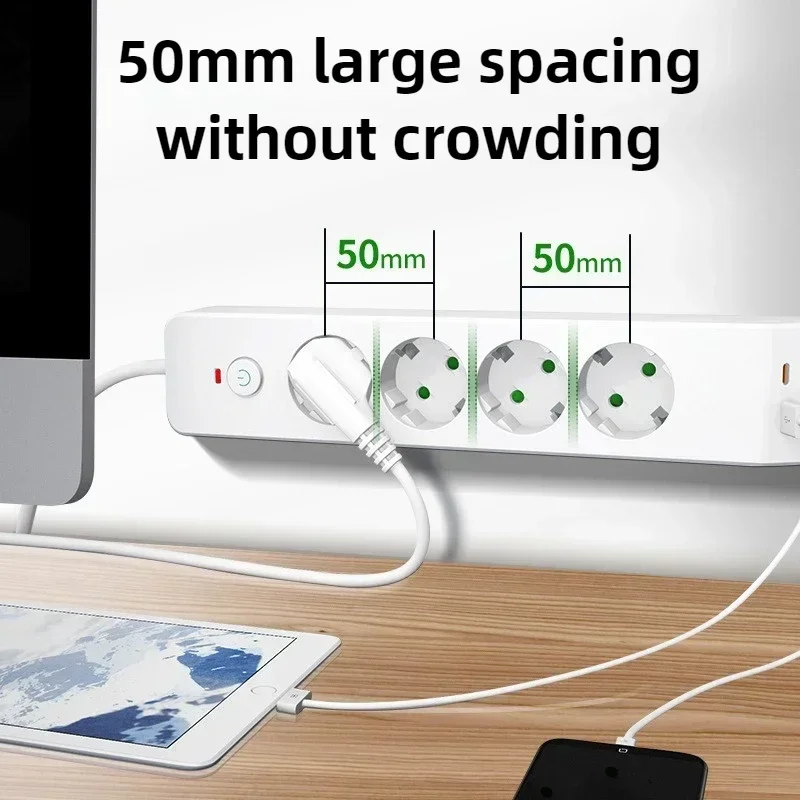 New Four-position Power Jack Board with PD/USB Charging Socket 220-250V 1.8m Overload Protection Socket Flame Retardant Wiring B