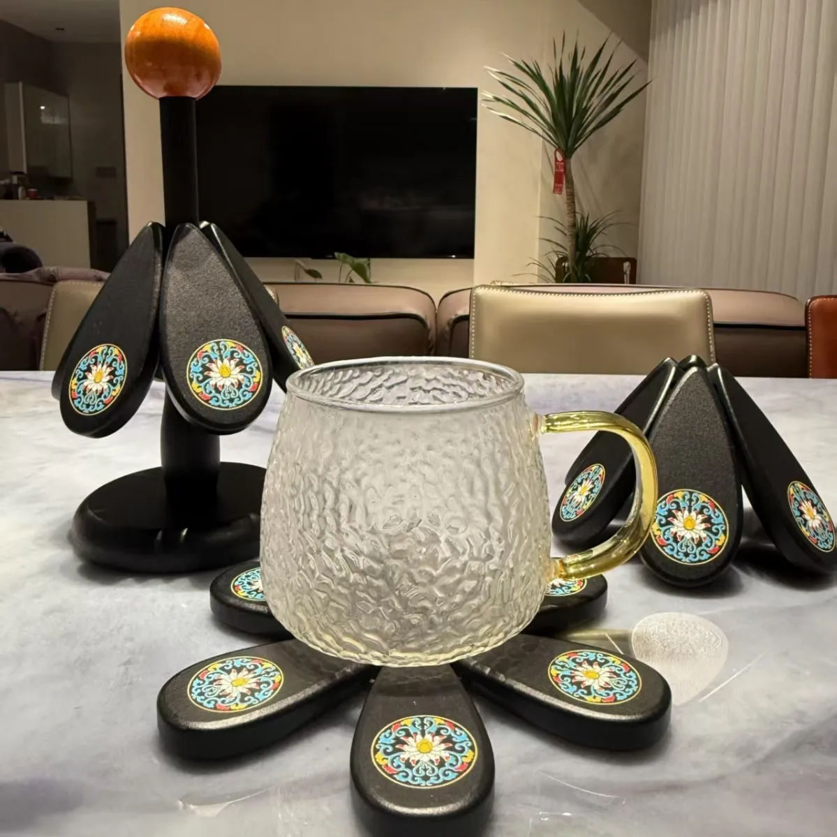 

Christmas Tree Heat Resistant Pad Wooden Coaster Creative Dining Table Mat for Home Kitchen