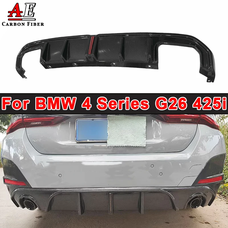 Carbon Fiber Rear Bumper with Brake Light Diffuser For BMW 4 Series G26 425i Four-door Car Rear Lip Splitter Exhaust Spoiler