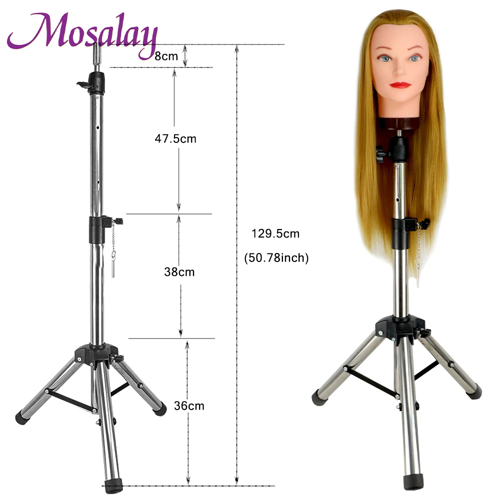 Wig Stand Adjustable Tripod Stand Holder Mannequin Head Tripod Hairdressing Training Head Holder Hair Training Tool