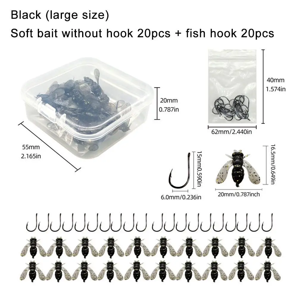 

20x Bionic Fly Fishing Bait Colorful Small Fly Hook Fake Fishing Bait Dry Wet Bionic Flies Fly Hook Soft Bait Fish Attractant