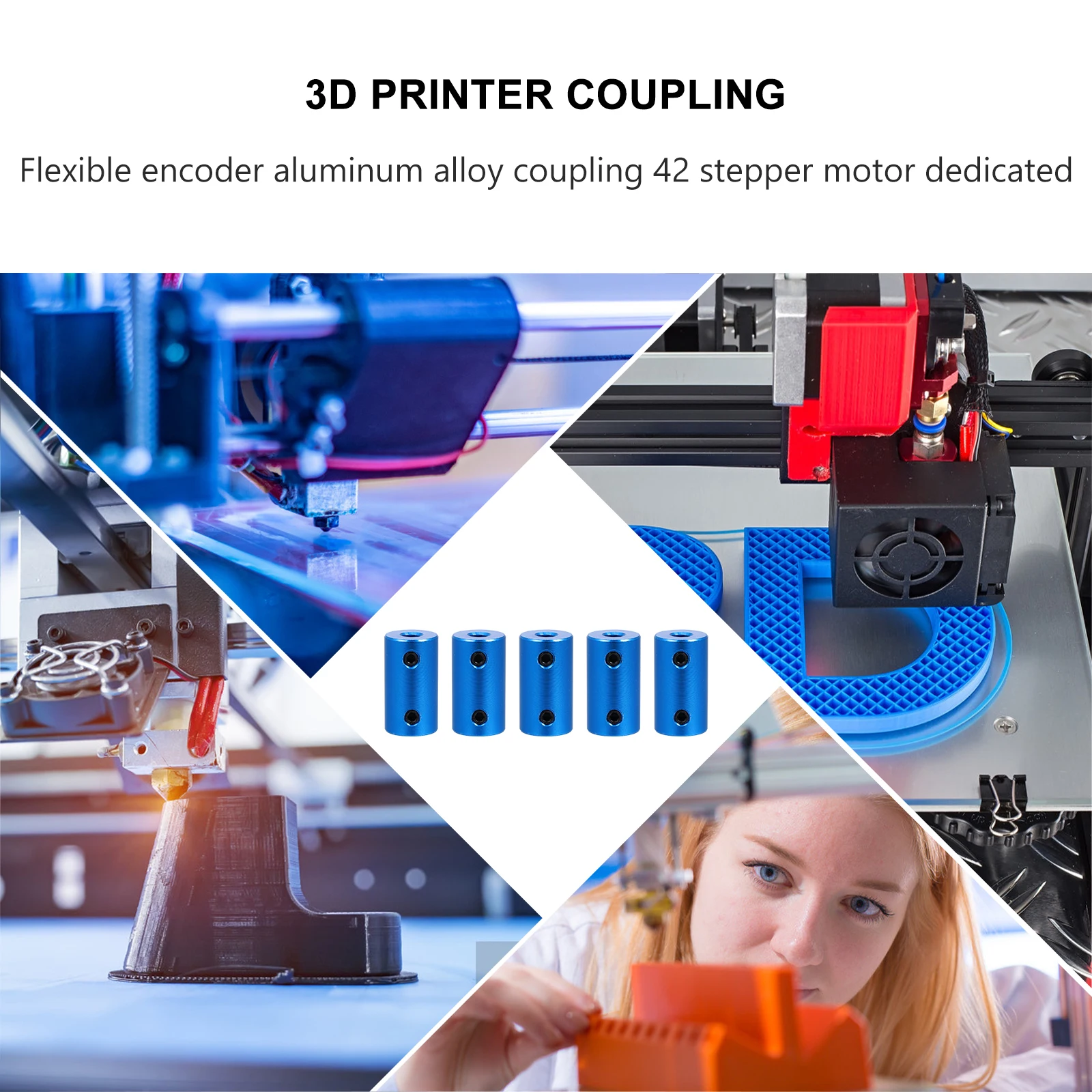 

5pcs Aluminum Stepper Motor Coupler 3D Printer Flexible Shaft Connector Encoder Joint For Servo Motor Misalignment Damping