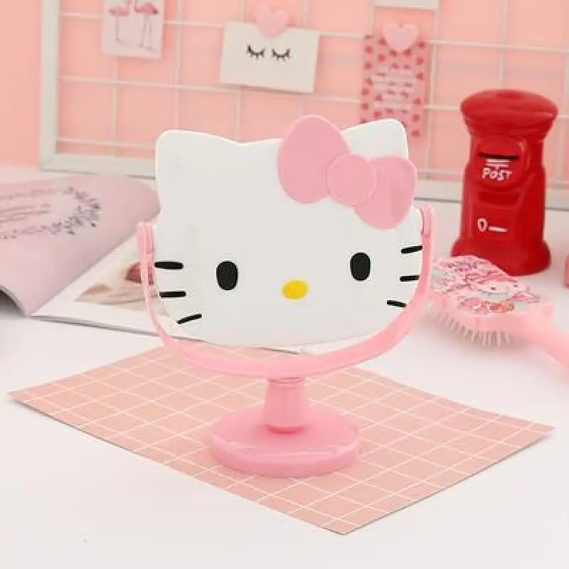 Sanrio Hello Kitty Kurome Creative Cartoon Cute Princess Makeup Mirror Cosmetic Mirror Small Table Mirror Beautiful Girl Mirror