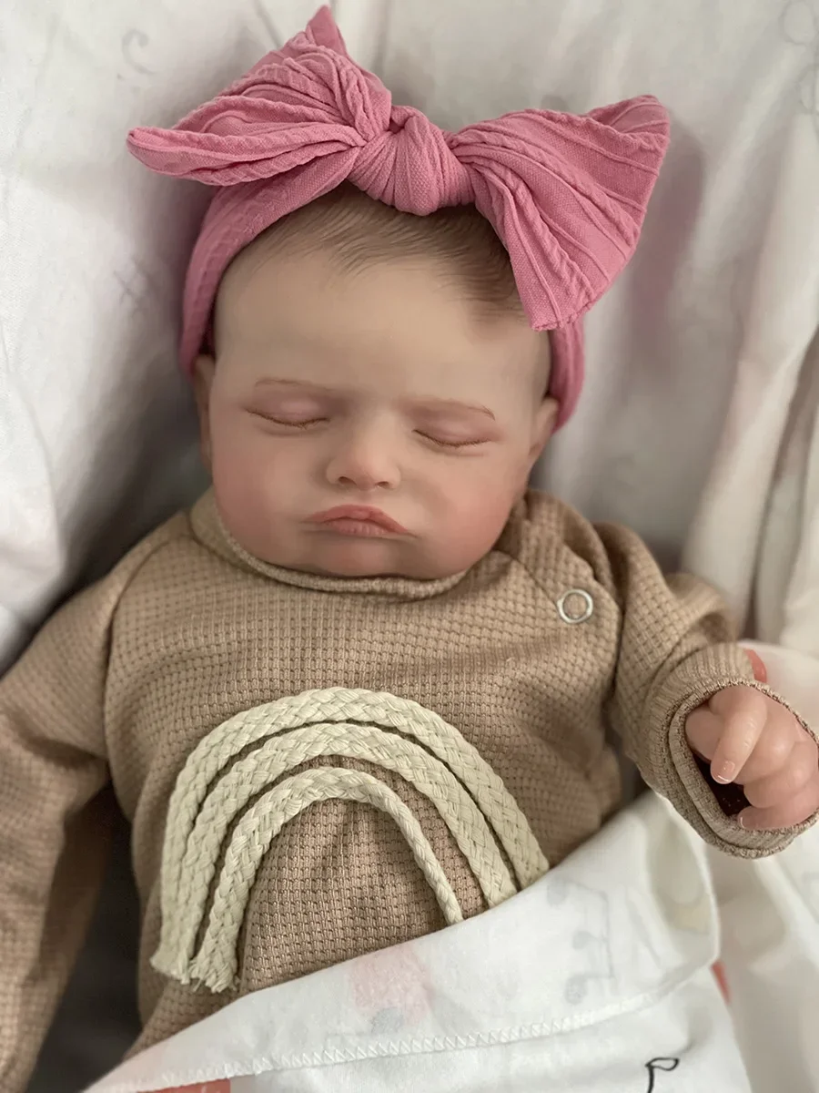 49CM Rosalie Reborn Dolls Real Picture Polular Doll Touch Soft Vinly Lifelike Hand-draw Hair 3D Skin Venis Collectible Art Doll