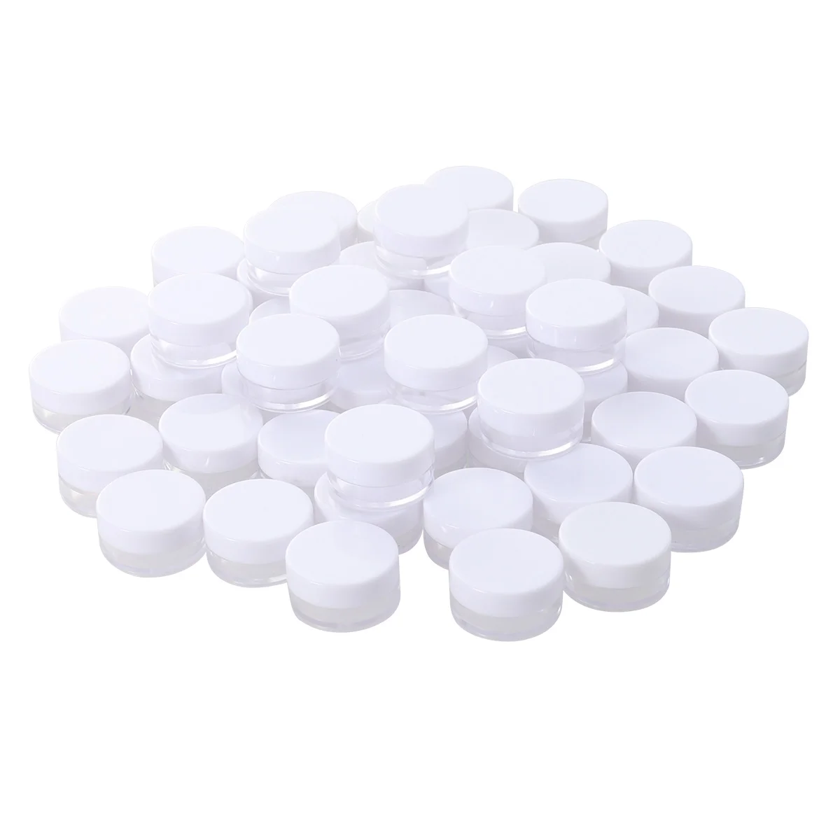 

50Pcs 5g Mini Pots Jars Bottles Portable Plastic Round Pot Bottles Travel Sample Empty Container for