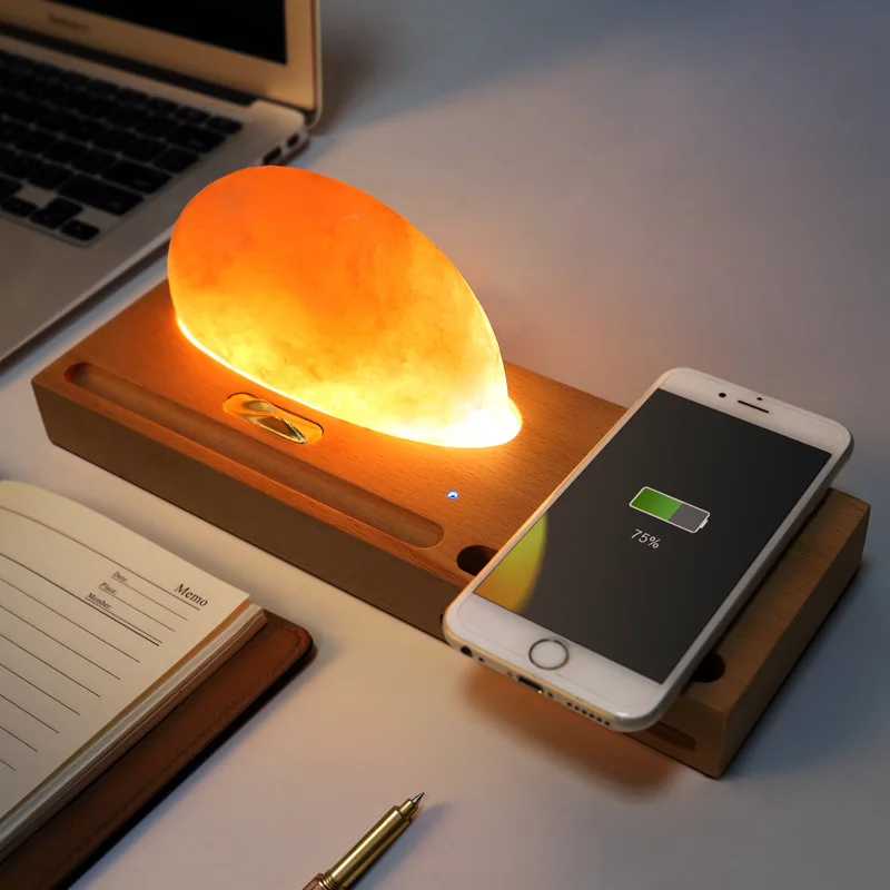

Hot sell Best Selling Product Sunrise Himalaya Salt Bedside Lamp Wireless Charging Home Decoration Led Desk Night Lamp Pride Sto
