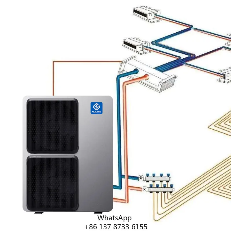 Nulite WIFI Control 10KW 16KW 19KW DHW Heating Cooling Monoblock Air Source EVI Air To Water DC Inverter Heat Pump R290 Factory