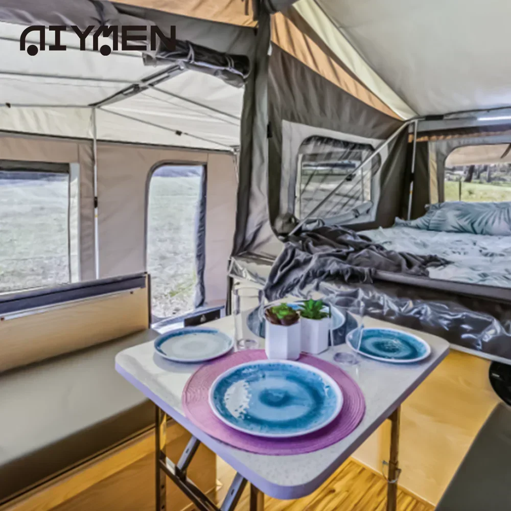 Rv barraca dobrável de cama plana semi-reboque acampamento inflável pop up campista image 5