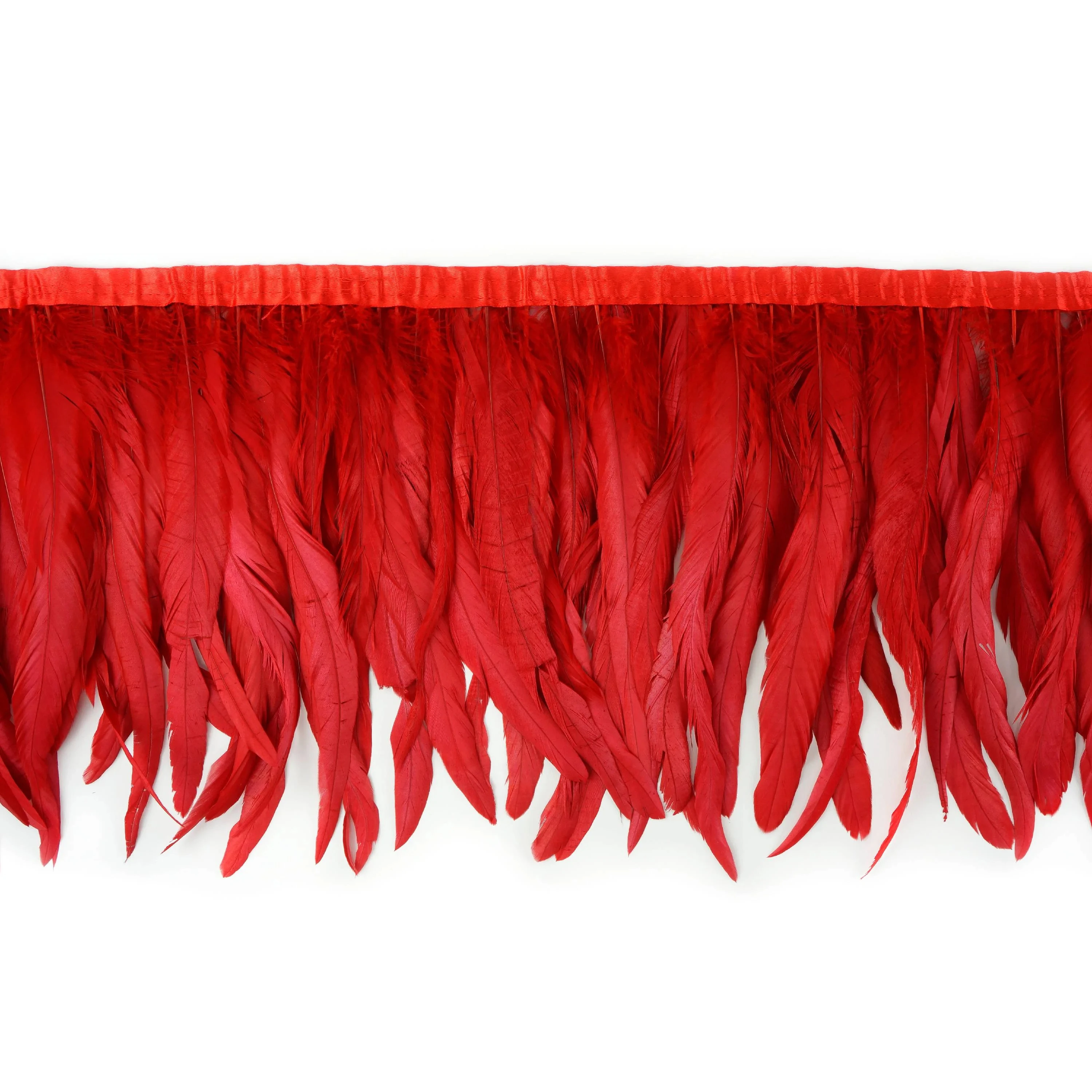 2m Red Rooster Feather Fringe Trim 25-30cm Natural Feathers for DIY Crafts Halloween Cape Dress Wings Costume Design Feathers - Image 2