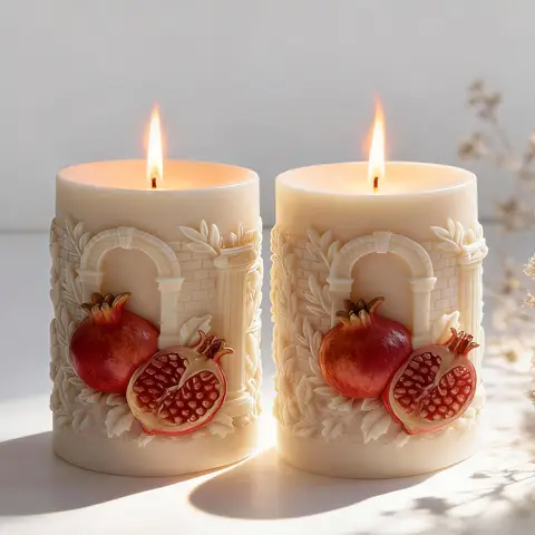 DIY Pomegranate Relief Cylinder Silicone Candle Mold Handmade Aroma Plaster Mold Simulation Pomegranate Ramadan Candle Mould