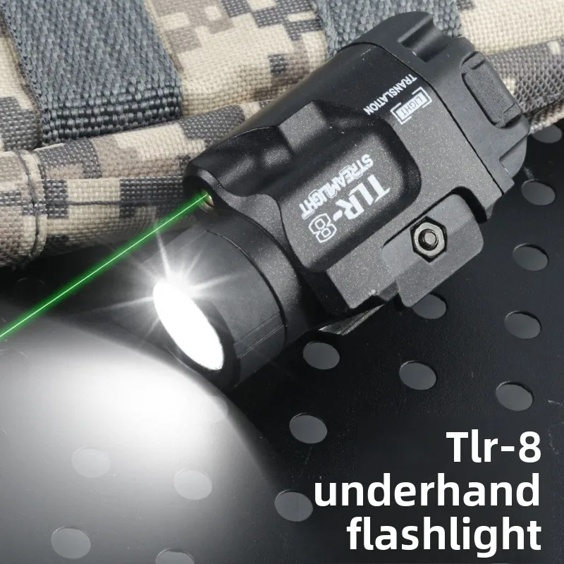 

TLR-8 Underbarrel Flashlight with Green Laser Sight Tactical Strobe Light for Outdoor Hunting.