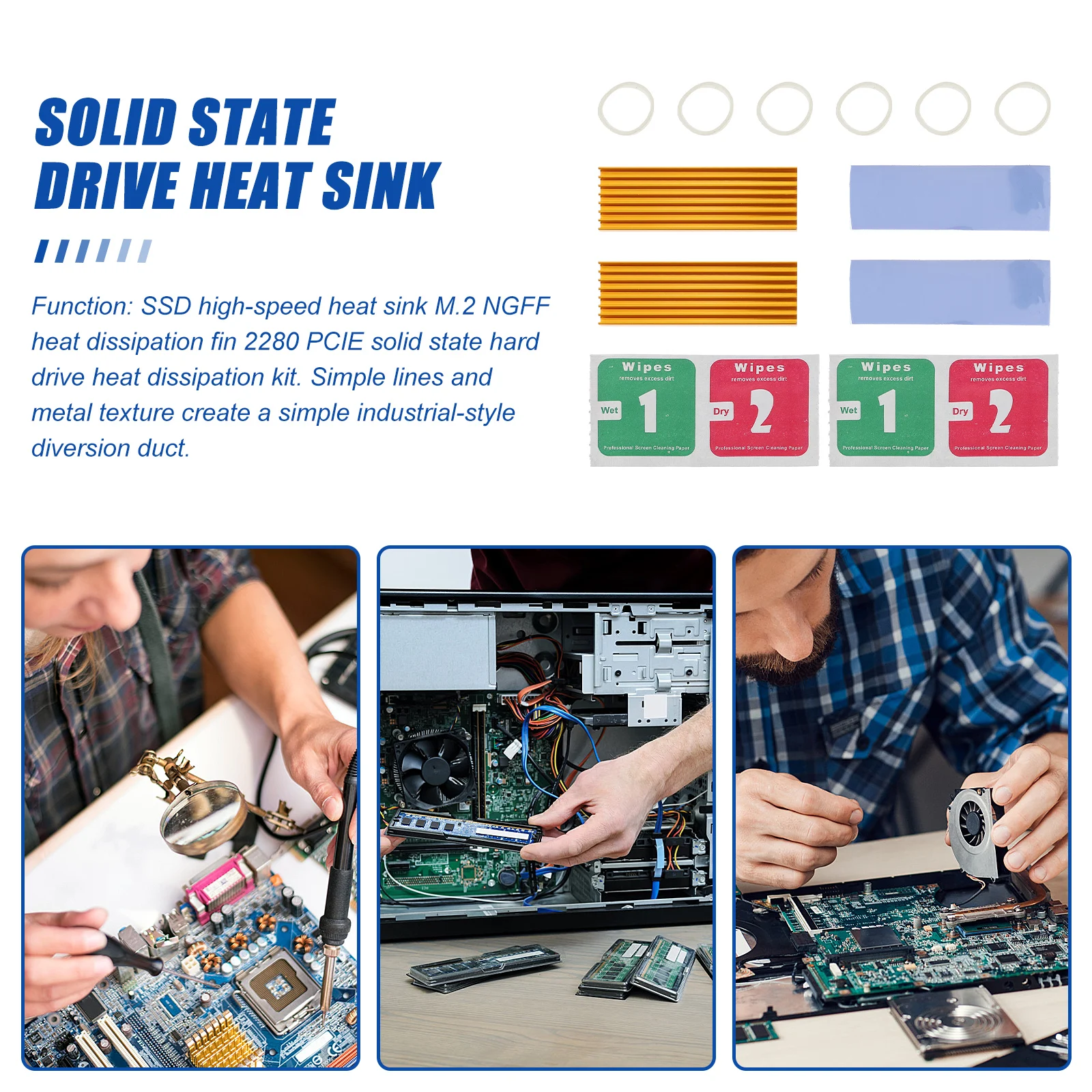 

2Sets Aluminum M.2 2280 SSD Heat Sink Solid State Drive Cooler Fin Computer Cooling Heat Sink Aluminum Cooler Fin