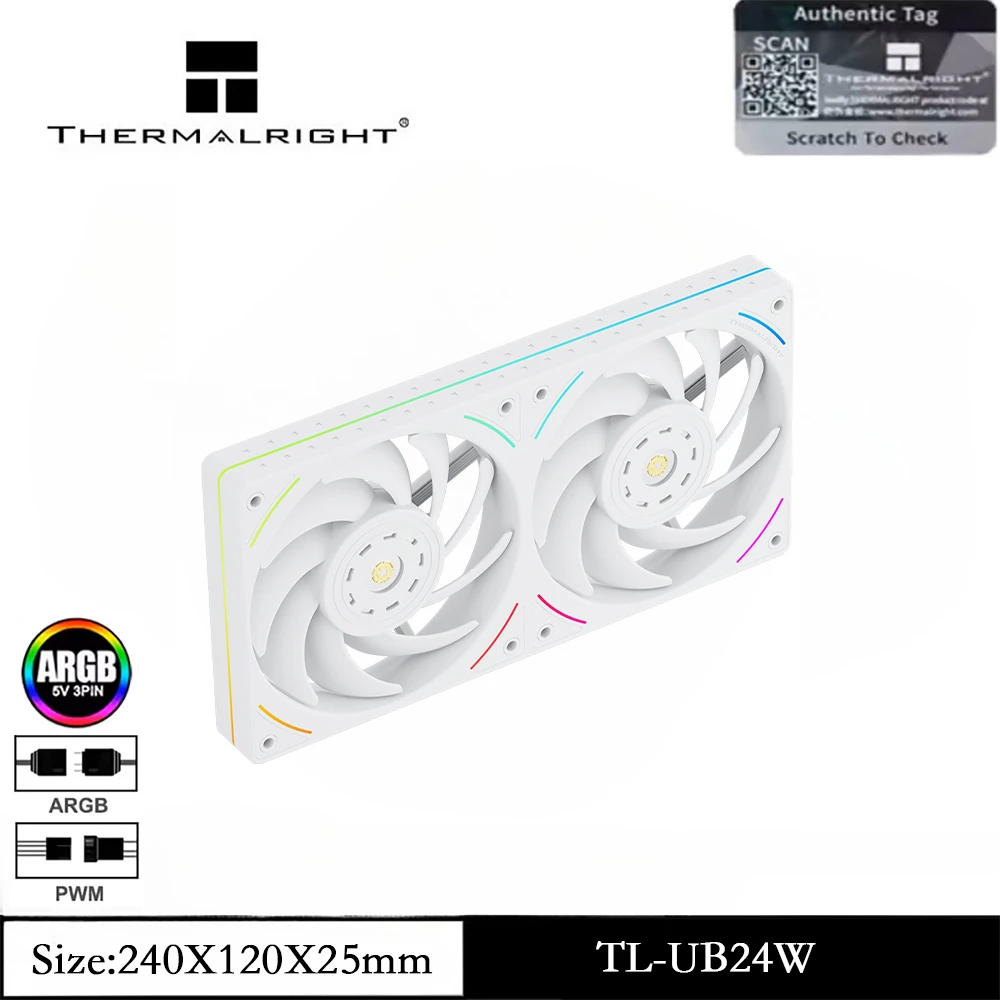 

Thermalright TL-UB24W Вентилятор воздушного охлаждения корпуса компьютера, вентилятор охлаждения процессора 2 в 1, высокая производительность/LCP с шумоподавлением
