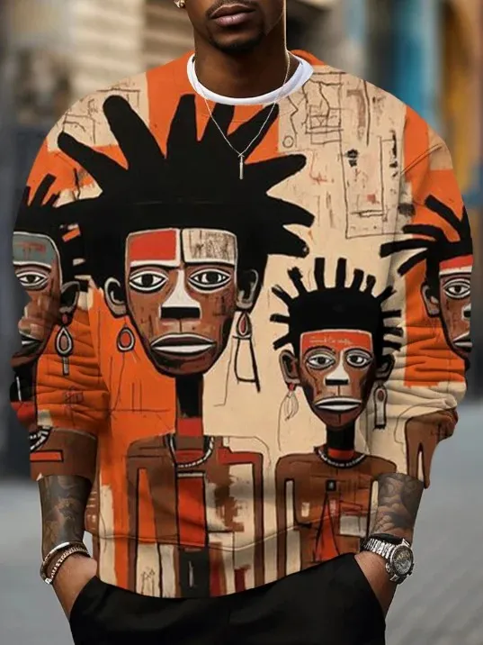 

2025 Men's African Style Graphics Sweatshirts Long Sleeve Sweatshirts O-Neck 3D Printed Casual Sweatshirt For Men Streetwear