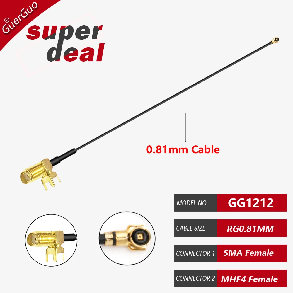 RF 1.13MM 0.81MM MHF Cable SMA Female PCB Panel Mount to u.FL MHF  Female WIFI Antenna RF Coaxial Pigtail Extension Cable