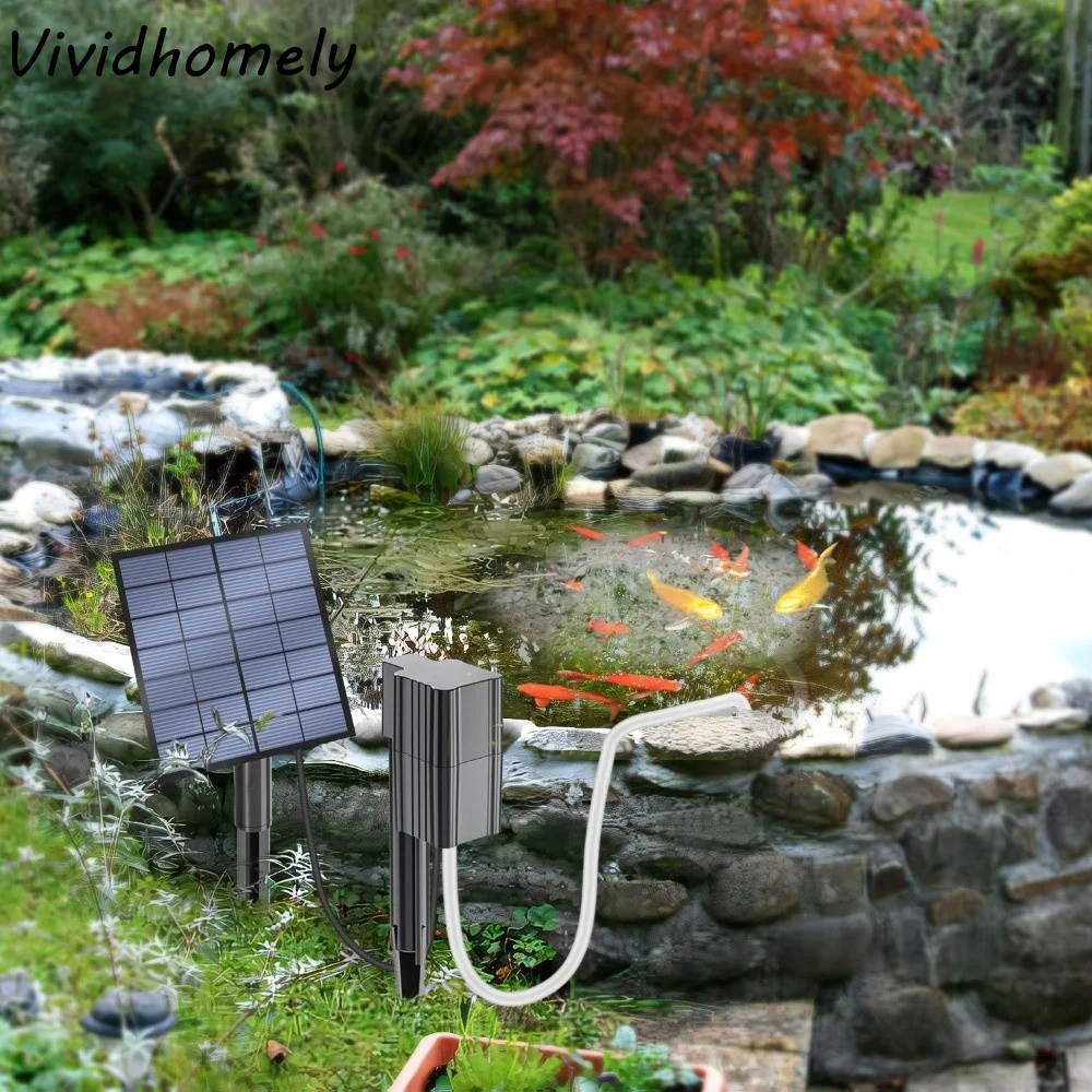Oxygenator Low Noise Solar Powered Pond Aerator High Efficiency Durable Solar Air Pump Energy Saving Aquarium Aerator Fish Tank