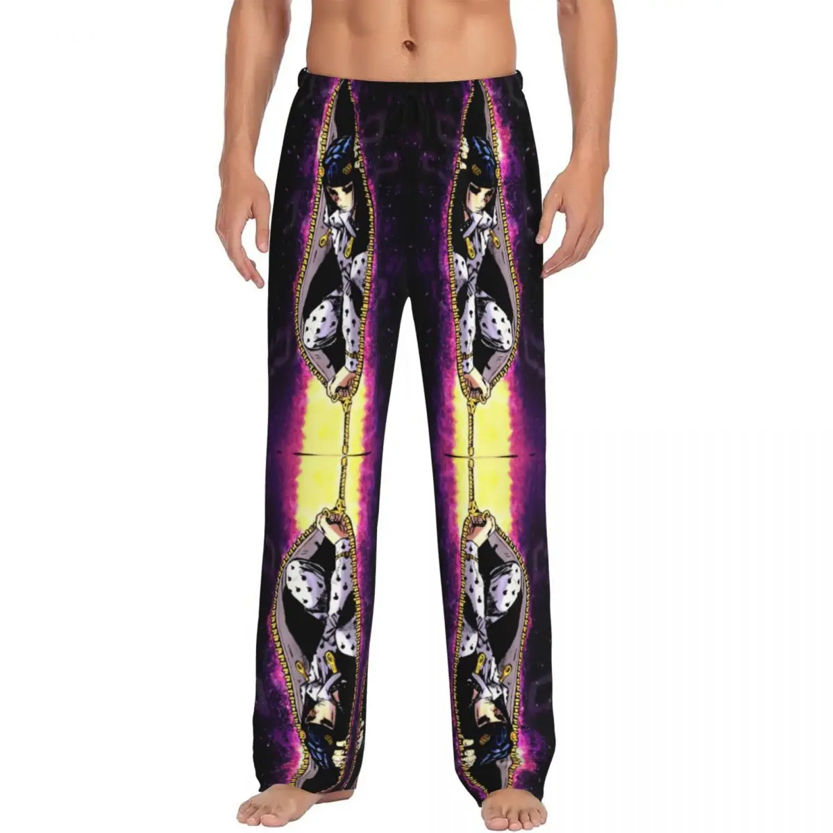

Изготовленные на заказ пижамные штаны JoJoes в стиле аниме, одежда для сна, мужские штаны для сна с эластичным поясом и карманами