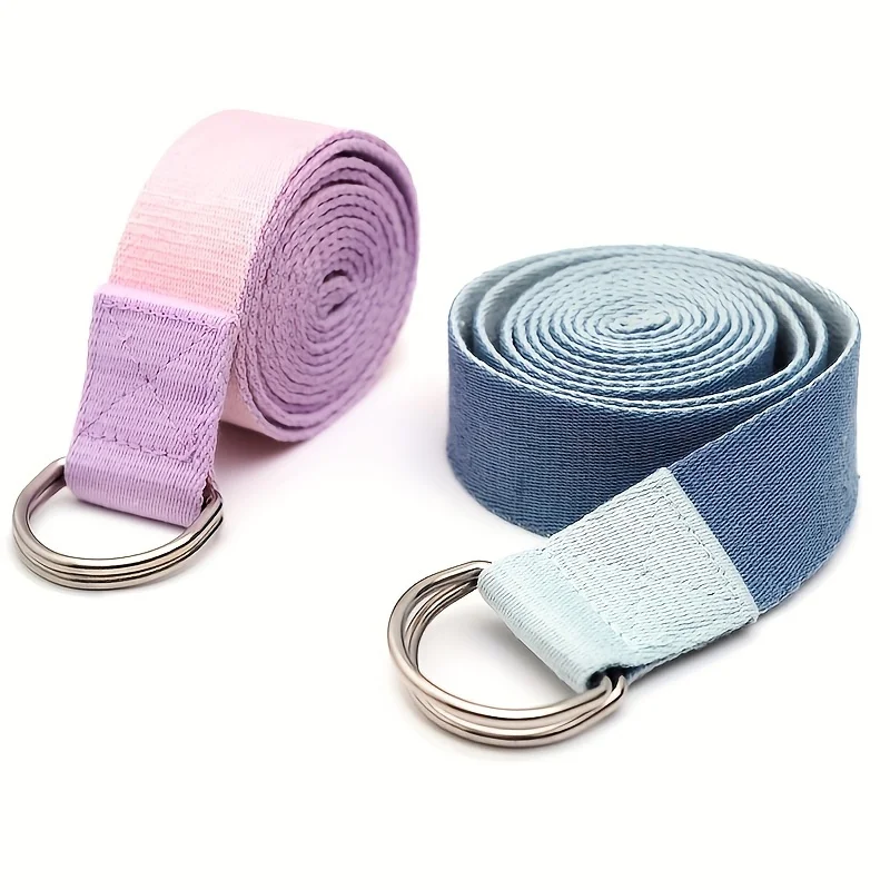 Two-Color Yoga Stretching Belt, Adjustable Sports Resistance Band with D-Shaped Buckle, Suitable for Flexibility Pilates Training, Body Shaping