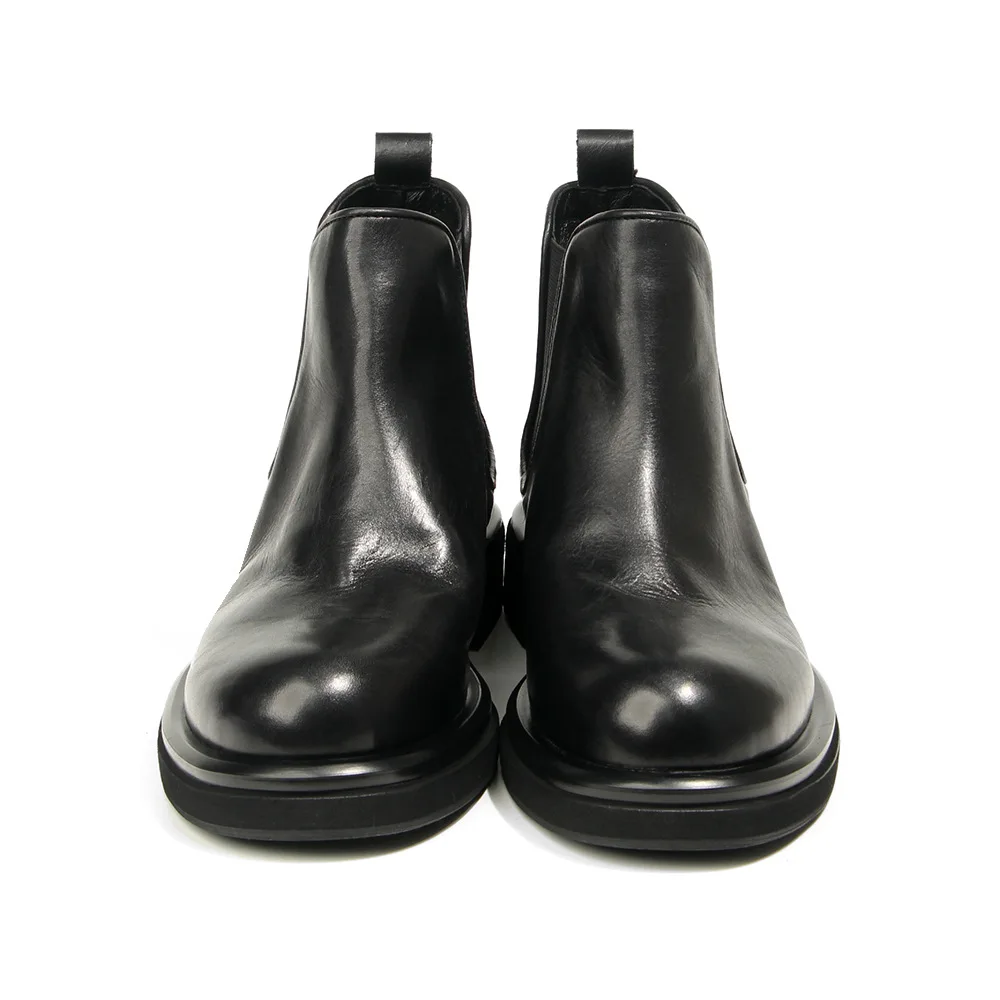 Men's Chelsea Boots High Top Genuine Leather Dress Shoes Luxury Trainers Autumn Retro Black Brown Vintage Designer Sneakers - view 4