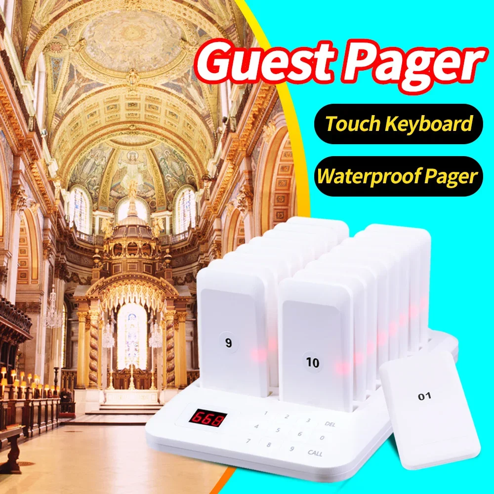 Wirelesslinkx Wireless Restaurant Calling Pager System Customer Queue Paging System for Food Coffee Court Barber Cafe Shop