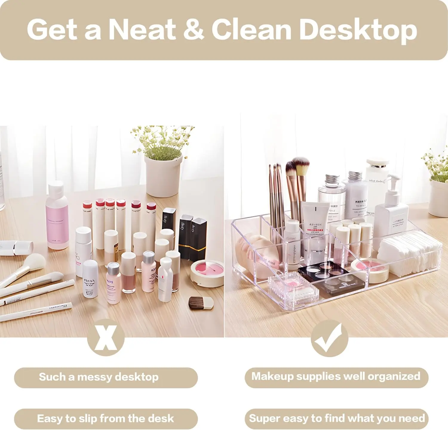 Clear Makeup Organizer, Makeup Brushes Storage Case, Cosmetic Display Case Tray, Tiered Skincare Organizer, Acrylic Lipstick Hol