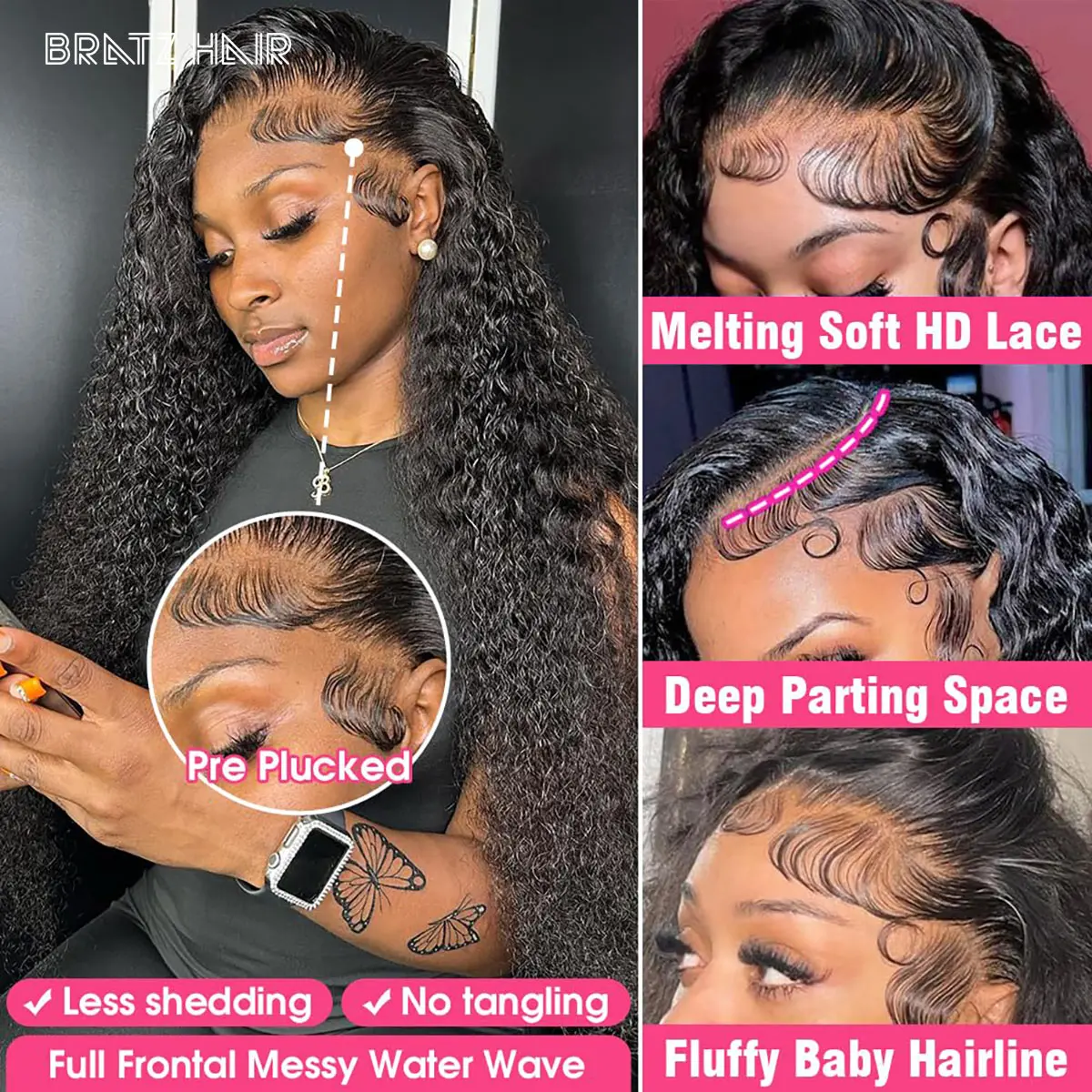 Beginner-Friendly Waer and Go Gluless Wig 100% Human Hair 13x6 13x4 HD Lace Front Deep Wave Wigs Drawstring Glueless Lace Wigs