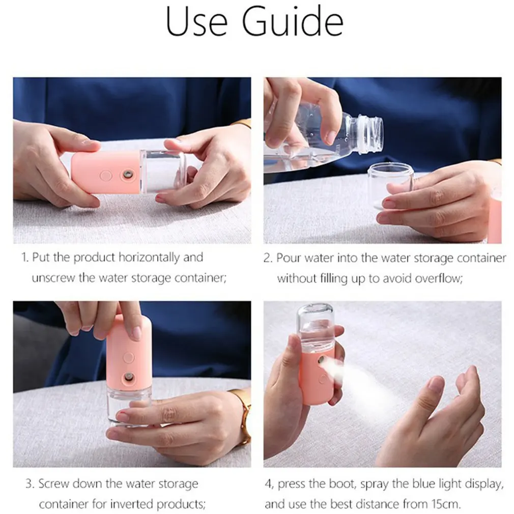 30ml Mini Nano Mist Facial Sprayer Beauty Instrument USB Humidifier Rechargeable Nebulizer Face Steamer Moisturizing Beauty Tool