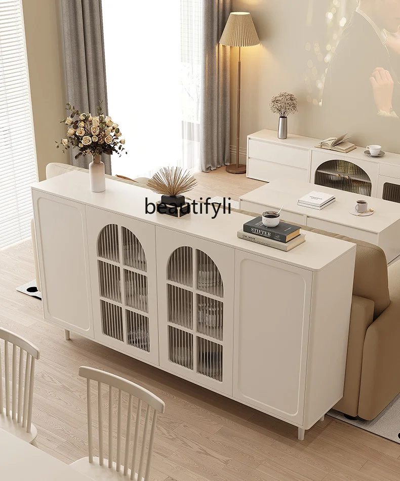 

French Cream Style Sideboard 30cm Ultra-Thin Side Cabinet Extremely Narrow Entrance Cabinet Storage Rack Curio Cabinet