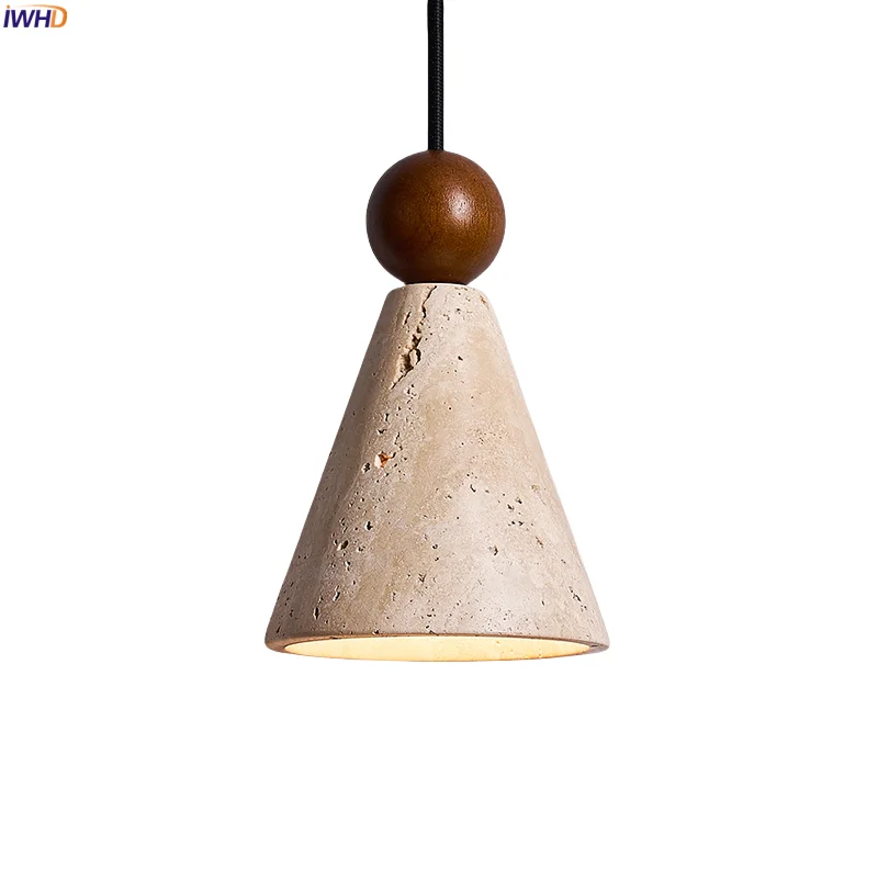 

IWHD Nordic Modern LED Hanging Lamp Yellow Travertine Bedroom Living Room Children's Room Home Decor Pendant Lighting Luminaire