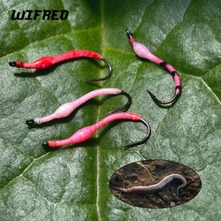 Wifreo # 13 gancho 4 colores epoxi Squirmy gusano mosca luminosa tierra gusano señuelo realista pesca con mosca cebo para trucha tipo panfish