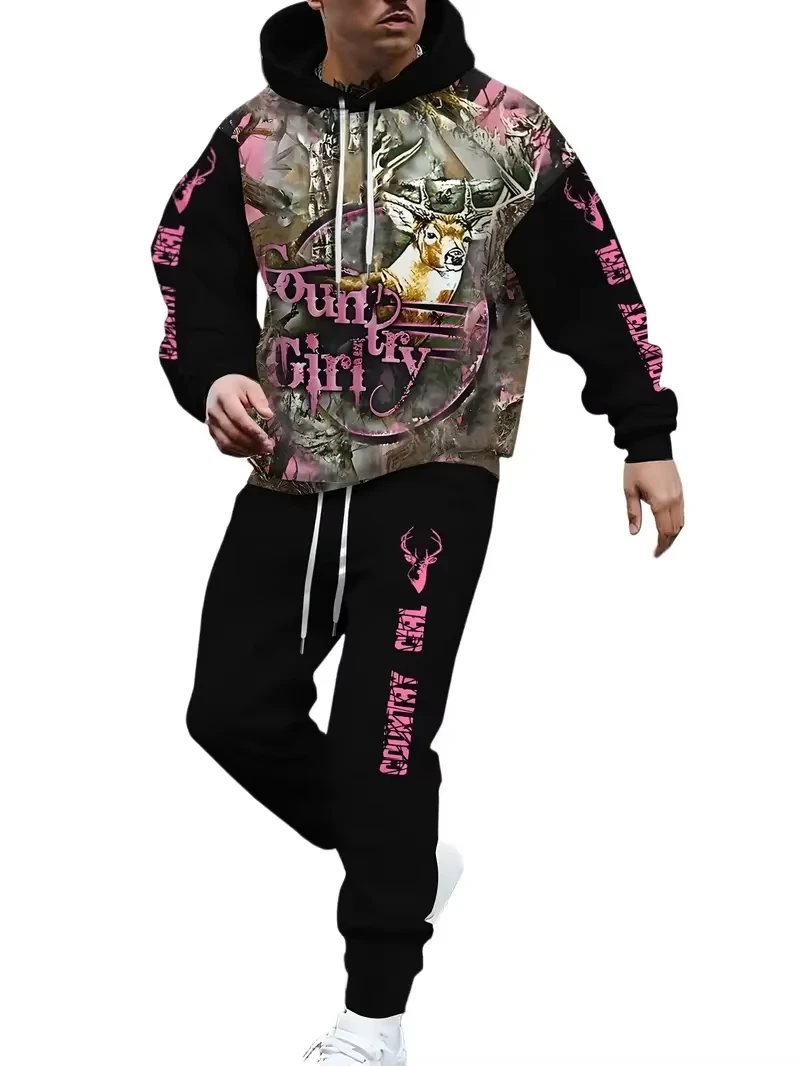 Deux pièces sweat à capuche pantalon ensembles Animal loup Lion impression 3d ensemble hommes femmes mode sweat à capuche + pantalon 2 pièces ensembles survêtement costume sport confort