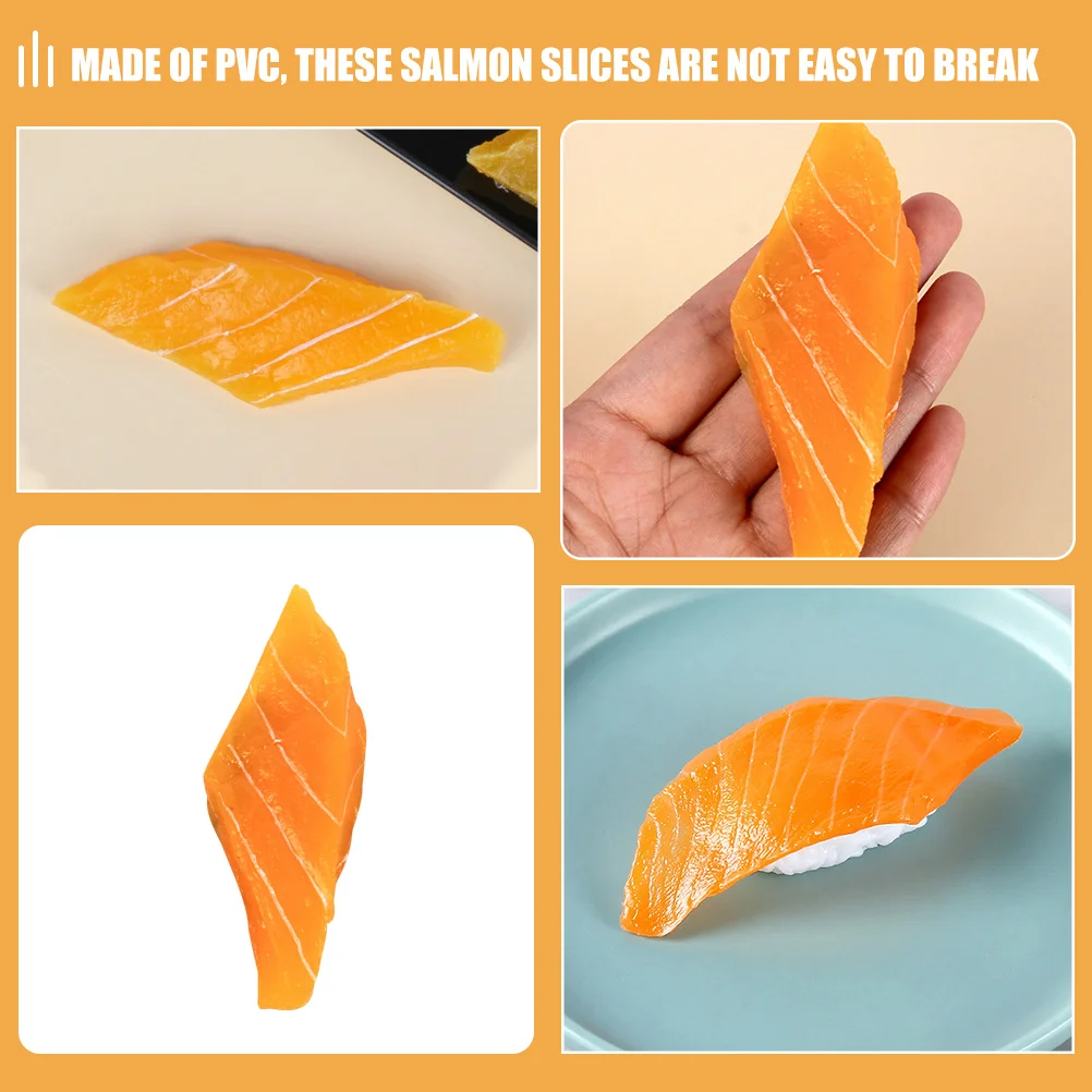 3pcs 인공 연어 조각 실물 같은 시뮬레이션 가짜 음식 주방 장식 레스토랑 소품 홈 슈퍼마켓을위한 학습 도구