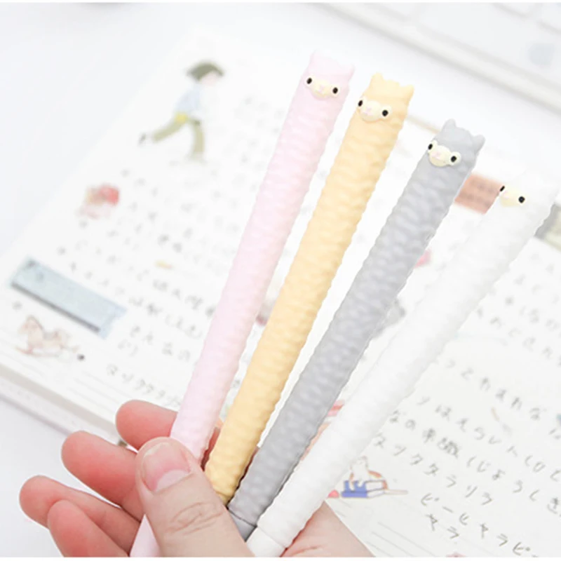 1Pcs Cute Alpaca Gel Pen Cartoon Animal Pens for Writing School Items Stationery Supplies Kawaii Pen Office Accessories