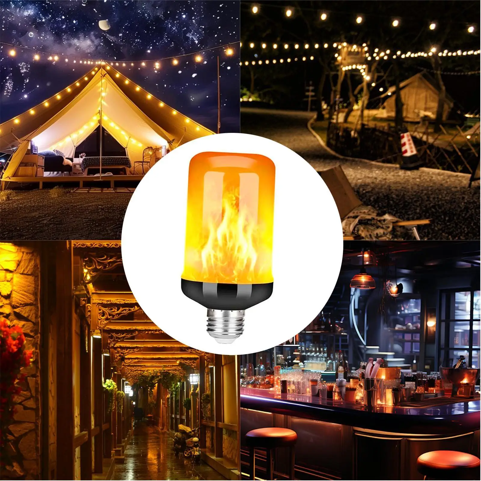 Flickering LED Flame Bulb E27 Fire Effect Light with Gravity Sensing for Indoor Outdoor Home Decoration Holiday Party Lighting