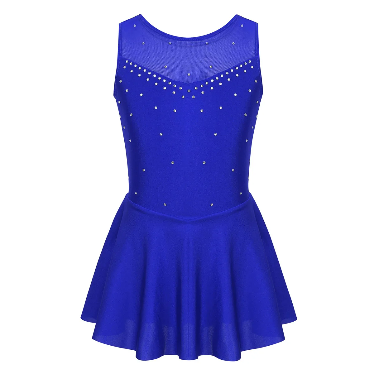 Kids Girls Rhythmic Gymnastics Ballet Jersey Figure Skating Lyrical Dance Outfits Costume Rhinestone Tulle Ballet Leotard Dress