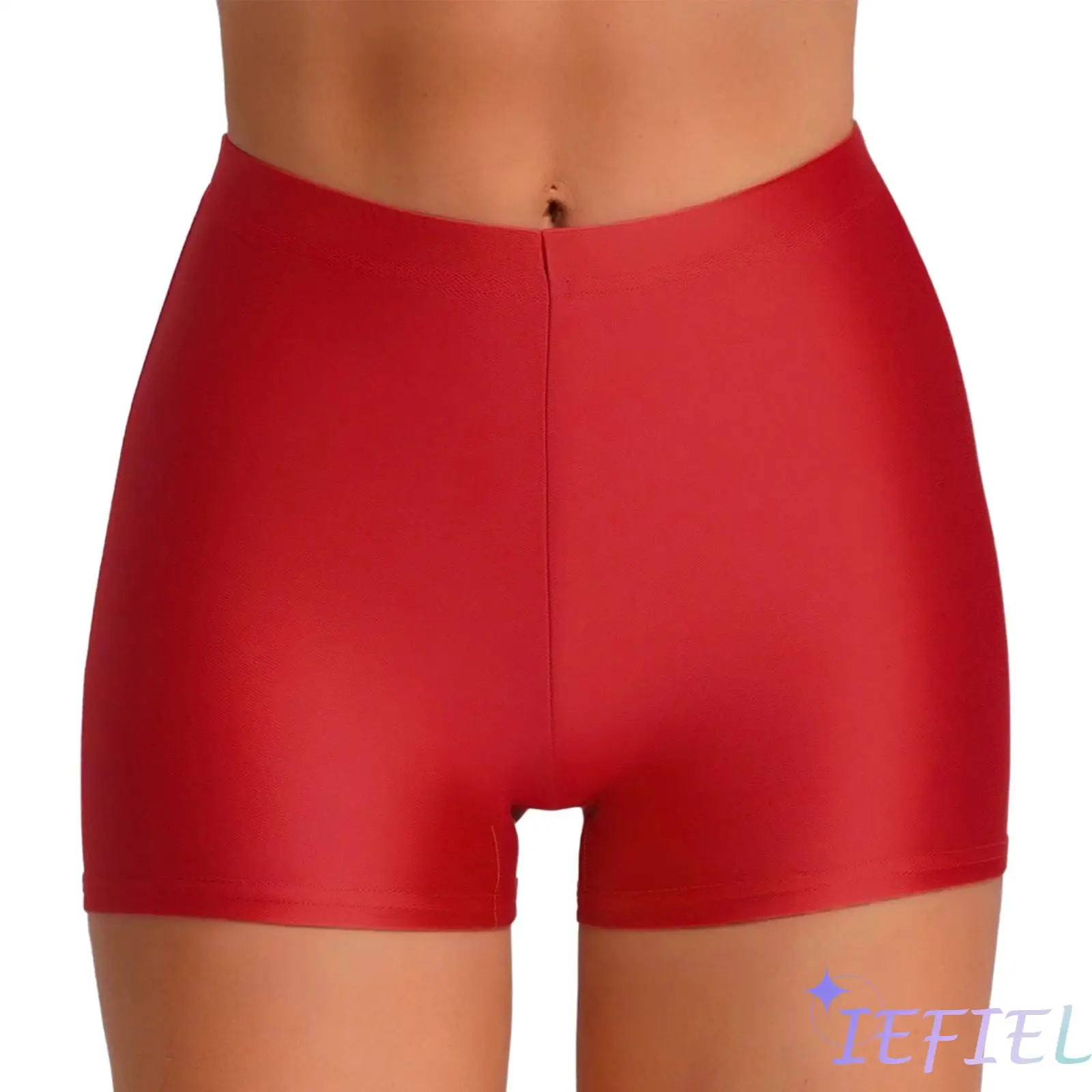 

Women Elastic Waist Athletic Shorts Solid Color Sports Bottoms Hot Pants for Yoga Workout Gymnastics Dance Training Daily Wear