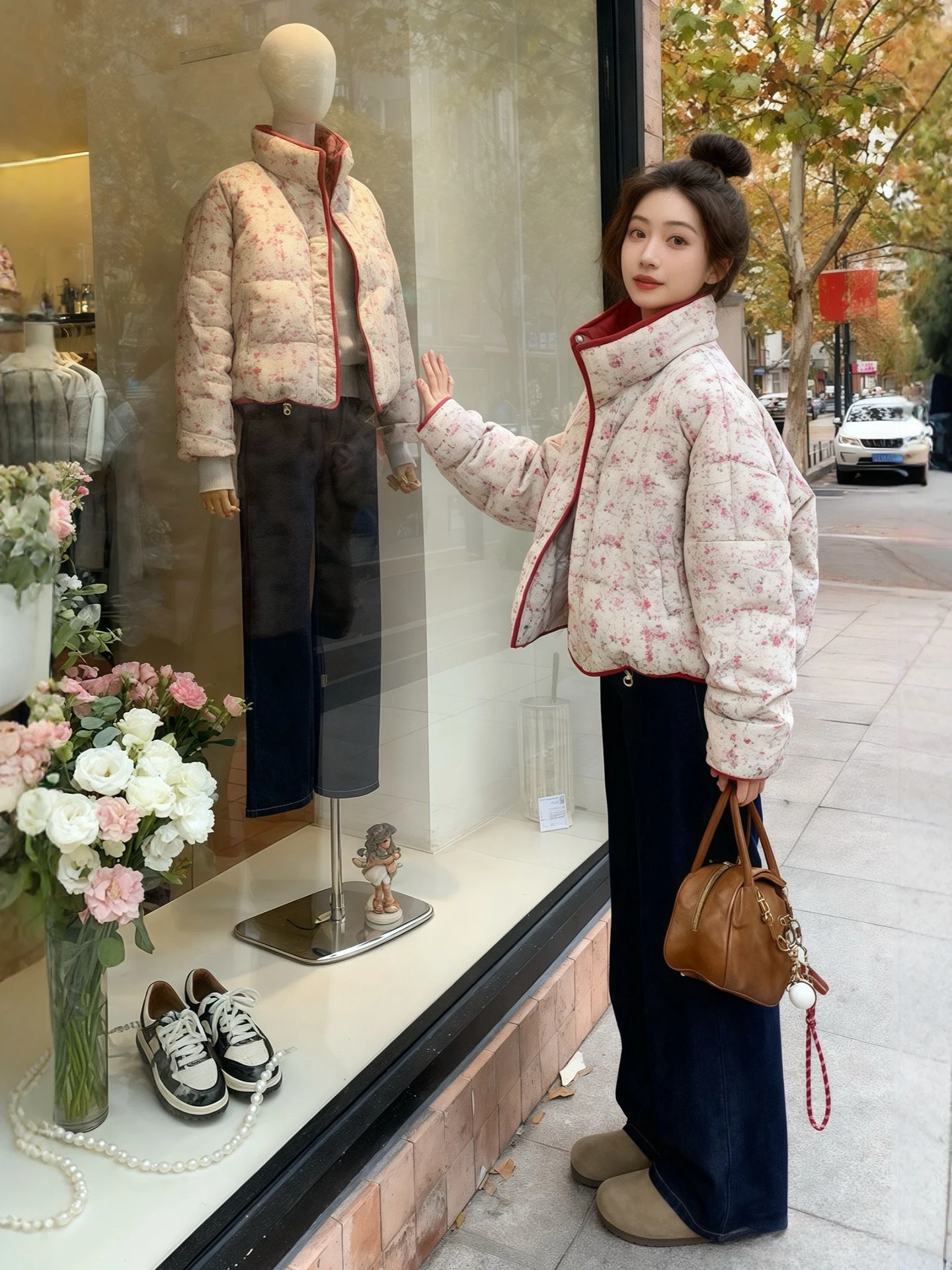 

Red Stand Collar down Cotton Jaet Women's Winter plus Size Warm Faionable Color Blo Thiened ort Cotton Clothes