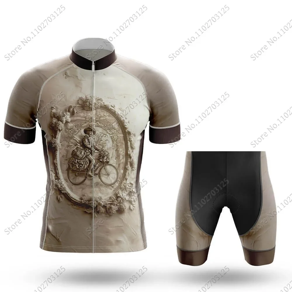 Vintage Sculpt Cycling Jersey 2024 Set Summer Short Sleeve Clothing Mens Bike Shirts Suit Bicycle bib Shorts Maillot