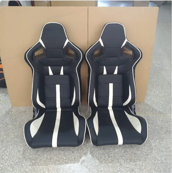 

Professional FORRacing Seat, PVC & Velvet, Black White, Dual Slider Adjustable